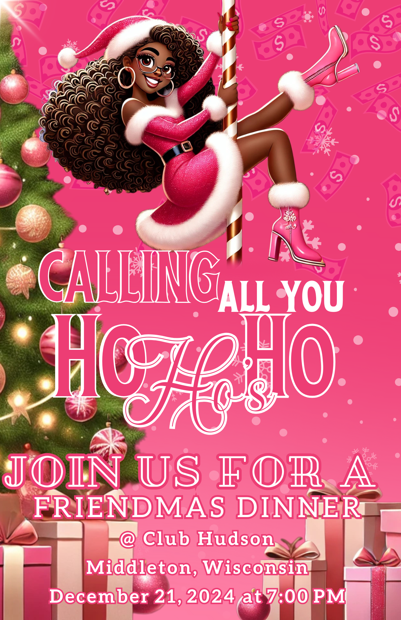 Calling All Ho Ho Ho’s: Friendmas Dinner Invitation Flyer
